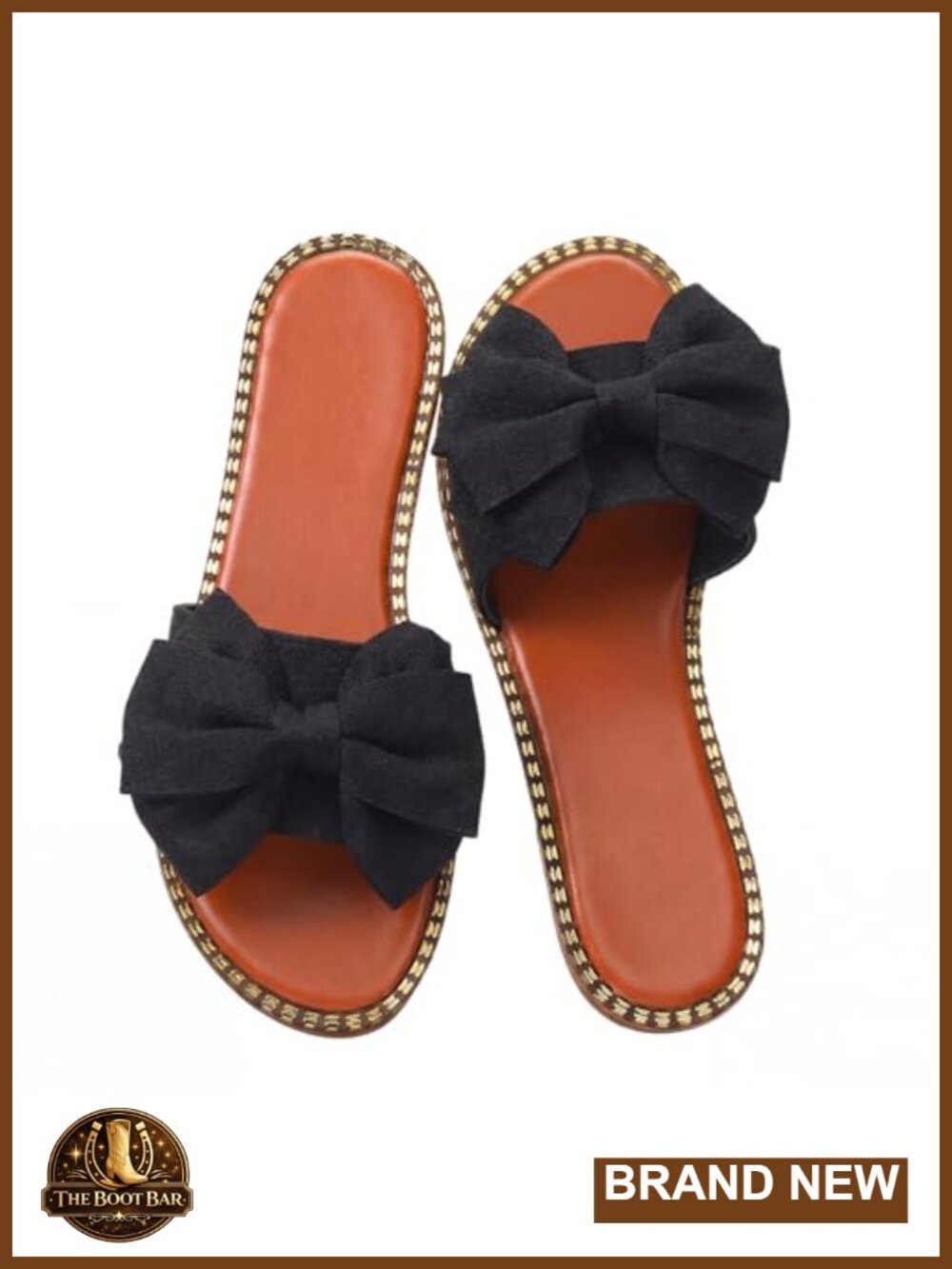 Open Toe Slip On Flat Slide Sandals Bow Knot Rhinestone Summer Beach